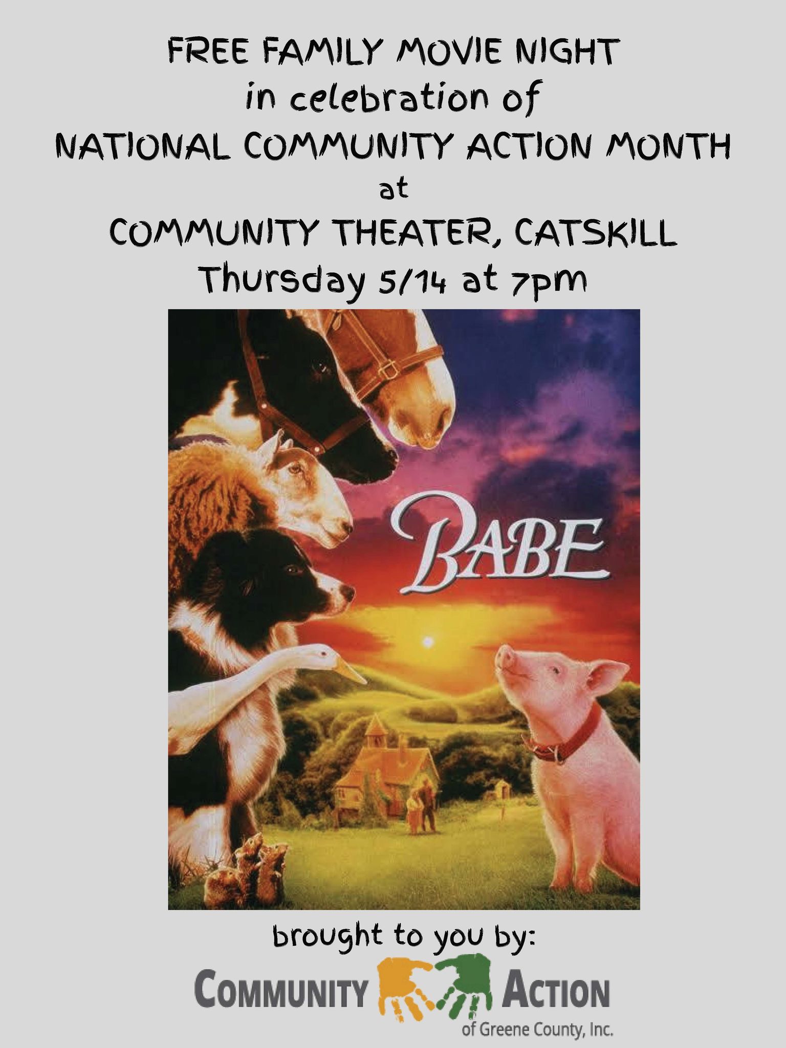 This Thursday- FREE Family Movie Night!! Babe (1995) @ Catskill Community Theater | Catskill | New York | United States